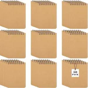 Nuanchu 노트패드 3x5인치 스프링 60매 미니 메모장 상단 제본 가정/사무실/학교용 메모패드 크라프트 색상