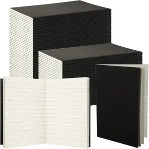 MIVIDE 100팩 블랙 스몰 포켓 노트북 3.5인치 x 5.1 90x130mm 미니 회의용 저널 메모 메모장 학교 사무용품