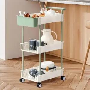 ( )무빙트롤리 3단 주방웨건 수납함 이동식카트 철제미용