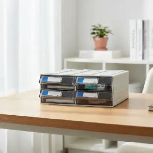 (상품선택 연결형수납함 404)조립식 연결형 수납함 404 투명 데스크 정리함 서랍형 소품함