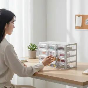 (상품선택 B타입 수납함 3x4)B타입 3x4 투명 서랍장 데스크 소품 정리함 다용도 적층 수납함