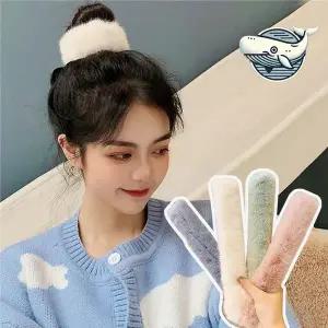 부드러운 페이크퍼 올림머리 곱창밴드 헤어슬리커 당고머리밴드