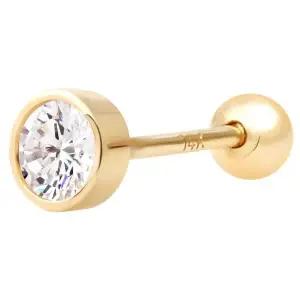 14K GOLD 라운드 큐빅 기본 골드 금 피어싱 아웃컨츠 귓볼피어싱