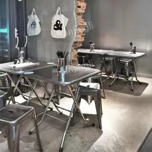 스테인레스 세트 포차 업소용 테이블 의 테라스 의자 접이식 스텐 식탁 야외