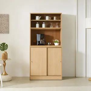 동서가구 빈티오 800 슬라이딩 통문수납장+유리상부장 세트 DF926464