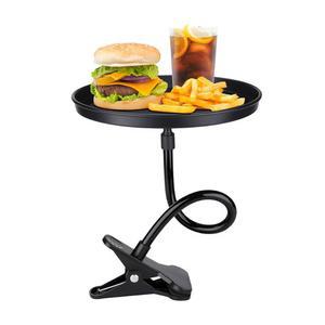 실빌 조절식 차량용 푸드 트레이, 360 미끄럼 방지 회전식 테이블, 직경 8.7인치 차량 클립형 트레이 음료 및 간식 대부분을 위한 범용 액세서리