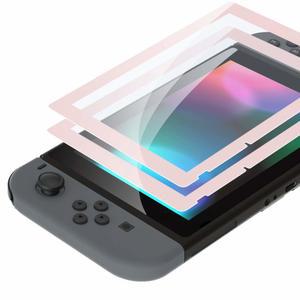 익스트림레이트 2팩 벚꽃 핑크 테두리 투명 HD 클리어 세이버 프로텍터 필름, 닌텐도 스위치용 강화 유리 스크린 [지문 방지, 깨짐 거품 방지]