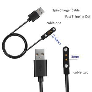 스마트 워치용 백업 2 핀 마그네틱 충전기 케이블, 팔찌 와이어 데이터 80cm 길이, 거리 2.84mm, 3mm