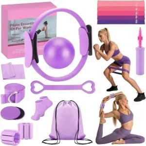 비옥시아 홈 운동용 필라테스 키트 - 링 볼 저항 밴드 액세서리 여성용 필수 세트 장비