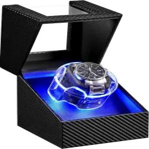 자동 시계용 ANWBROAD 와인더 LED 크리스탈 디자인의 4가지 모드 더블 박스 타입-C 어댑터가 장착된 초조용
