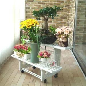 바퀴달린 조립식 화분용 2단 정리대