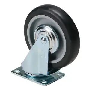 경하중 캐스터 5인치 회전형 검정 고무 캐스터