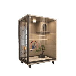 앵무새 투명 새장 사육장 원목 케이지 특수 나무 하우스 메추리 소형 잉꼬 대형 DS PA