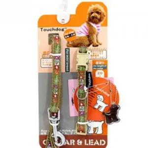 강아지 목줄 리드줄 세트 카키 반려 애견 개 줄 10mm