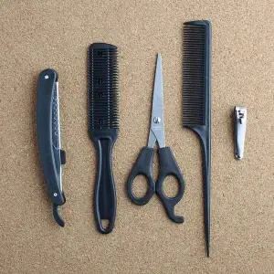 미용용품 세트 5p 헤어스타일링세트 숱가위 꼬리빗 브