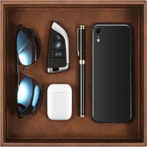 시튼 발렛 트레이 책상 정리함 PU 가죽 캐치올 침대 옆 배니티 나이트스탠드 캐디 코인 박스 열쇠 보석