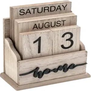 책상용 귀여운 블록이 있는 LXFNDZW 빈티지 우드 퍼페셜 플립 캘린더 - 사무실 홈 데코 평일 디스플레이