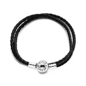 [신세계라이브쇼핑]판도라 590745CBK-D 모멘츠 더블 블랙 우븐 레더 팔찌