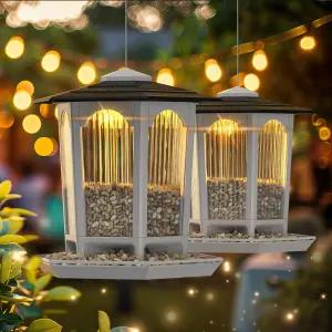 야외 행잉용 솔라 버드 피더 2팩 미니멀리즘 디자인 정원 장식용 태양광 야생 조류 급이기 카디널 관찰