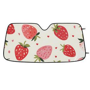 자동차 앞유리 그늘막용 선바이저, 그늘막 앞유리, 선 프로텍터로 더 시원한 차량용 선쉐이드 실내 태양열 및 자외선 차단 55*27.5인치(흰색 딸기)