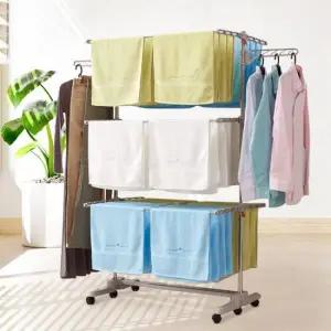 아트박스 보노하우스 루미에 특대형 6단 접이식 스텐 빨래 건조대 바퀴형