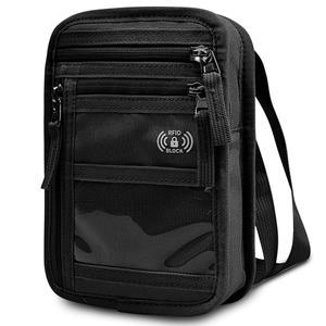 OPOALO RFID 차단 목 지갑 작은 크로스바디 백 여행용 여권 홀더 슬림 미니멀리스트 디자인 보안 파우치