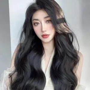 [콩심팥심]롱 부분 머리 헤어 웨이브 가발 똑딱이 피스 붙임 60cm