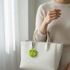 행운의 니트 네잎클로버 핸드메이드 스트랩 가방 고리 키링 참장식
