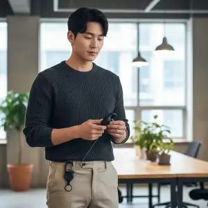 신축형 사원증 릴홀더 보안 출입카드 분실방지 카라비너 키링 고리