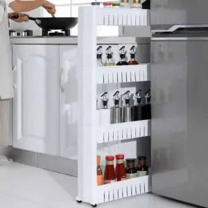 수납장 4단 이동식 선반 세탁실 틈새 정리대