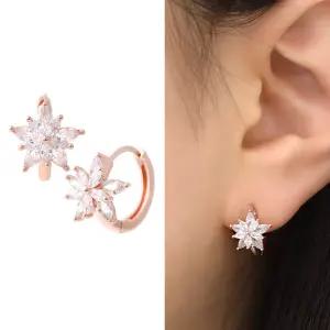 14K 골드필드 핀 큐빅 플라워 원터치링 귀걸이