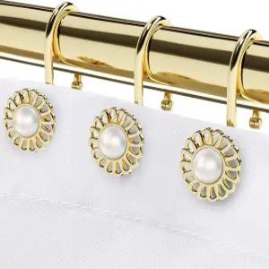 골드 샤워 커튼 후크 링 장식용 행거 헤비 듀티 메탈 로드 및 라이너용 해바라기 욕실 럭셔리 탑린