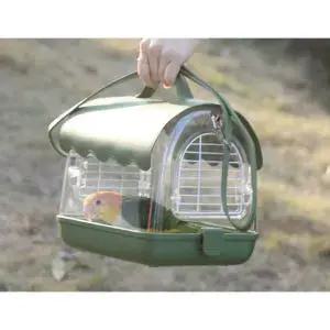 앵무새 이동장 휴대용 운반 투명 아크릴 새장 캠핑 케이지 새 야외