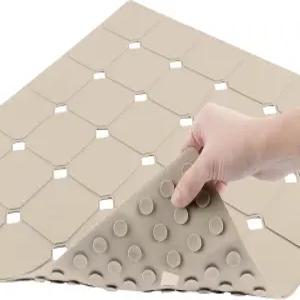 EIEIDE 샤워 매트 미끄럼 방지 21인치 x 실리콘 접이식 목욕 흡입 컵 및 배수구 무취 내구성 세탁기 샤워실