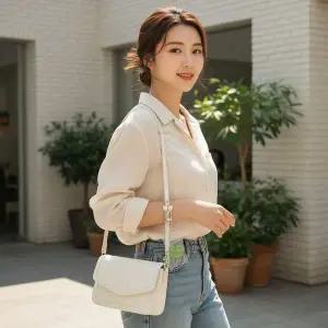 행운 네잎클로버 투명 파우치 키링 가방고리 미니 지퍼백 열쇠고리