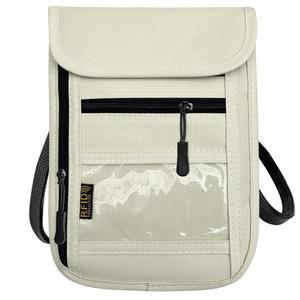 RFID 차단 여행용 목 지갑 파우치 및 여권 홀더, 여성 남성용 홀더 - 베이지