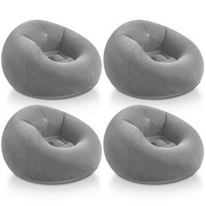 리얼스프링 팽창식 빈백 의자 야외 폭발 캠핑 게으른 소파 접이식 휴대용 라운지 영화의 밤 (다크 그레이, 4개)