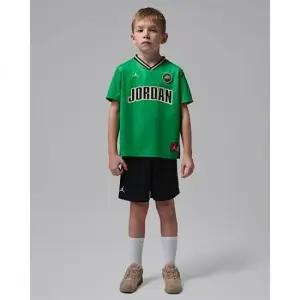 나이키 조던 리틀키즈 스포츠 저지 앤드 메쉬 쇼츠 세트 - 블랙럭키 그린 IU5301-011 414644