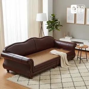 노송가구 쉐어링 천연가죽 황토볼 흙소파 3인 온열소파