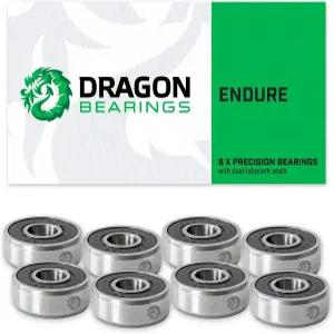 파이어볼 드래곤 스케이트보드 베어링 세트 8팩 - 인라인 및 롤러 스케이트용 고속 608 롱보드 평생 사용