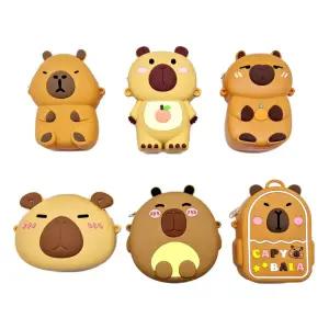 카피바라 실리콘 미니 크로스백 (랜덤 3개)가방 캐릭터 단체선물 판촉물 어린이 크로스 팝잇 푸시