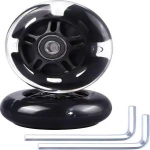 글레이더 2팩 80mm 3륜 스쿠터 뒷바퀴 베어링 포함 인라인 스케이트 교체용 바퀴(블랙) 조명