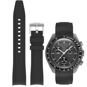 [미국배송] 문스워치용 니지루프 밴드 커브드 엔드 노 갭 프리미엄 실리콘 고무 시계 스트랩 20MM 오메가 X 스와치 문스워치와 호환 남성용 유니버설 22MM 교체