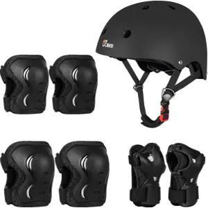 인라인 롤러 스케이팅 스쿠터링 스케이트보드를 위한 손목 보호대가 있는 JBM 성인 및 청소년 장비 세트