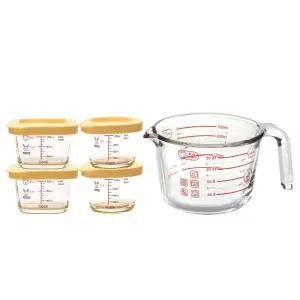 아이락 스팀홀 내열유리 이유식 용기 혼합 5조 세트그릇 사각 식기 밀폐