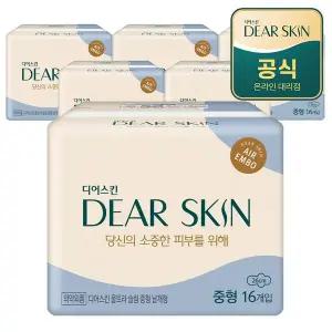 [깨끗한나라] 디어스킨 에어엠보 중형 16개입x6팩