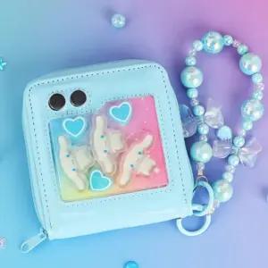 귀여운 시나모롤 폴더폰 스트랩 목걸이 지갑교통카드 제작 카드집 명찰 여행 휴대 남아 초등 어린이 명함