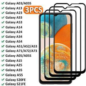 3Pcs   유리 삼성 호환 갤럭시 호환 A05 A15 A25 A35 A55 S20FE A03 A13 A53 A72 A71 A51 A54 A14 A34 화면