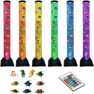 라이트어헤드 초대형 4피트 LED 버블 가짜 물고기 튜브 - 10개의 부유 20가지 색상 효과가 있는 감각