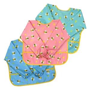 어린이 방수 미술 가운 긴팔 앞치마-꿀벌 집앞치마 요리수업 캐릭터 체험 놀이 주방 역할